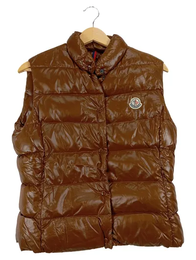 Moncler Daunenweste Steppweste Damen Braun Gr. 36 S Logo