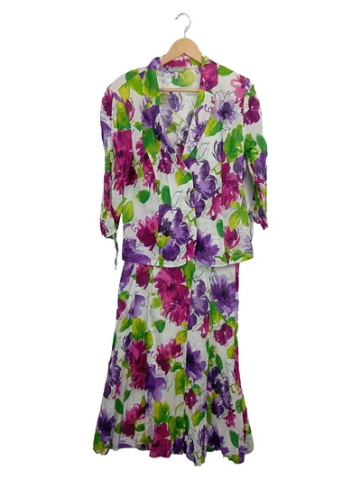 Steilmann Damen Kostüm mit Rock Blumenmuster Mehrfarbig Gr. 44;XXL