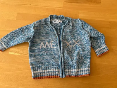 MEXX Kinder Strickjacke Gr. 62 Blau Meliert Baumwolle