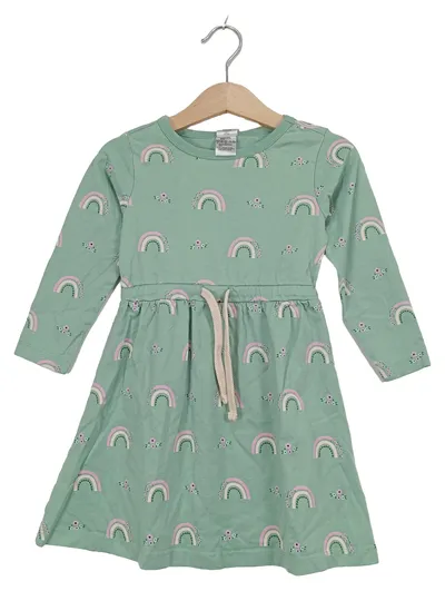 ALANA Mädchen Kleid Gr. 98 Langarm Regenbogen Grün Baumwolle