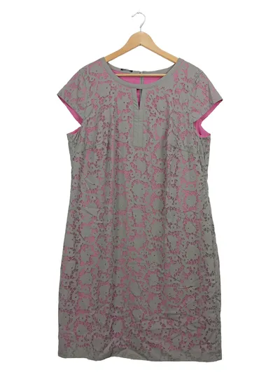 Bianca Damen festliches Kleid Gr. 46 Grau Pink Spitze Viskose