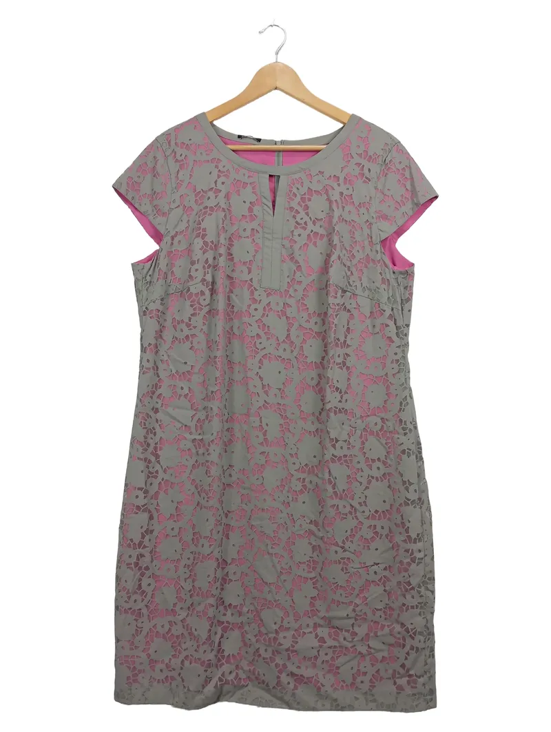 Bianca Damen festliches Kleid Gr. 46 Grau Pink Spitze Viskose 1