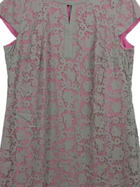 Bianca Damen festliches Kleid Gr. 46 Grau Pink Spitze Viskose 3
