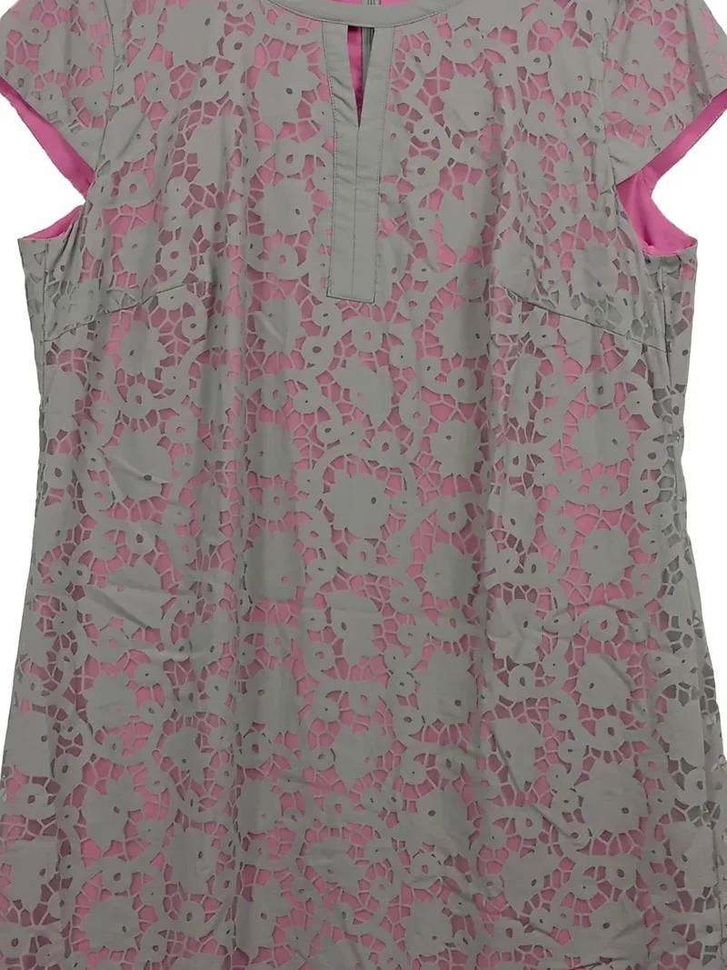Bianca Damen festliches Kleid Gr. 46 Grau Pink Spitze Viskose 3