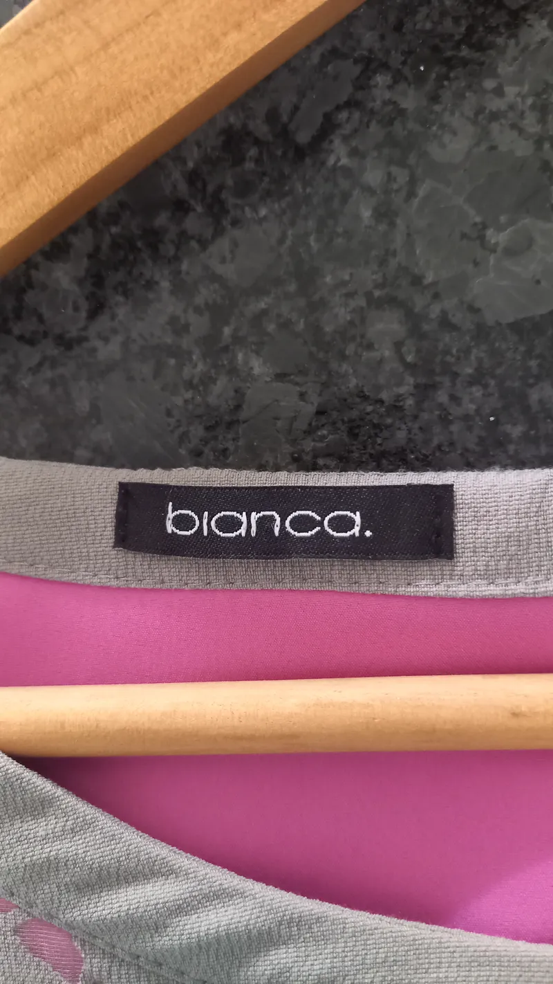 Bianca Damen festliches Kleid Gr. 46 Grau Pink Spitze Viskose 4