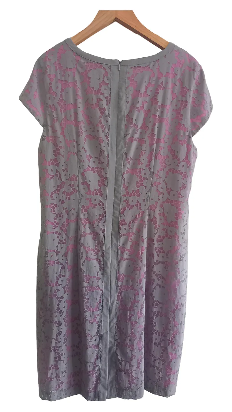 Bianca Damen festliches Kleid Gr. 46 Grau Pink Spitze Viskose 5