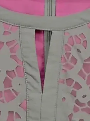 Bianca Damen festliches Kleid Gr. 46 Grau Pink Spitze Viskose 7