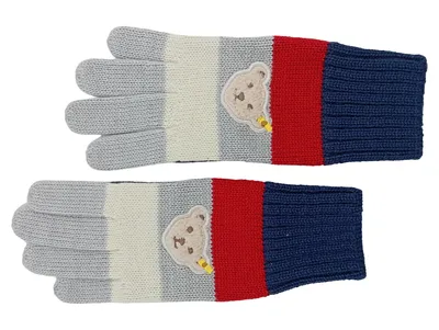 Steiff Kinder Handschuhe Wolle Mehrfarbig Gr. 6-9 Jahre Teddy Applikation