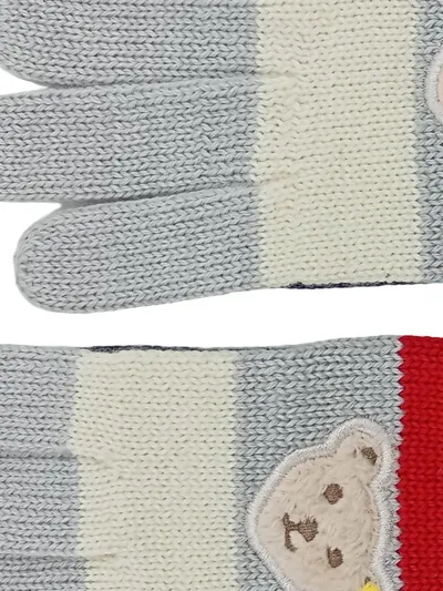 Steiff Kinder Handschuhe Wolle Mehrfarbig Gr. 6-9 Jahre Teddy Applikation
