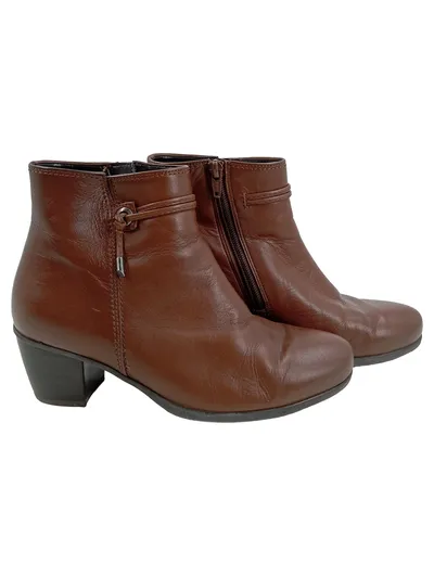 Gabor Damen Stiefeletten Gr. 36 Braun Casual Leder Reißverschluss