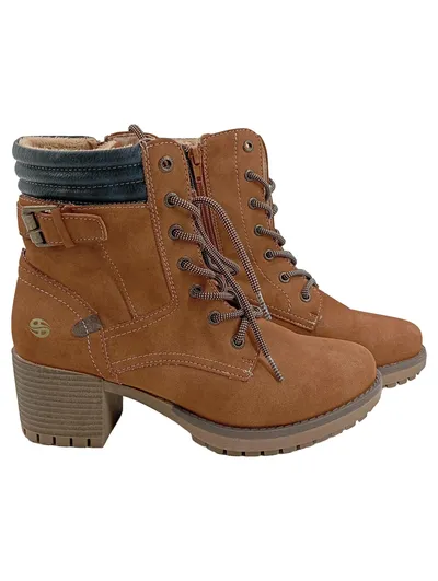 Dockers by Gerli Damen Stiefel Schnürstiefel Braun Gr. 39 Casual mit Absatz