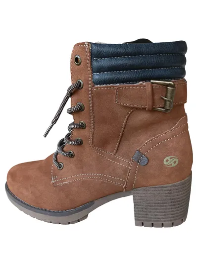 Dockers by Gerli Damen Stiefel Schnürstiefel Braun Gr. 39 Casual mit Absatz