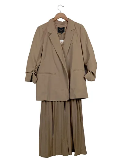 La Chapelle Damen Business Kostüm Rock Blazer Set Beige Gr. 40