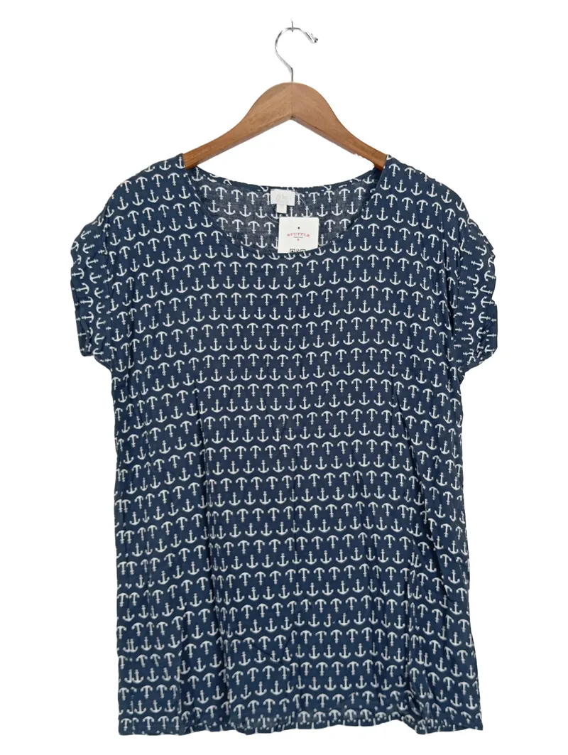 Alba Moda Damen T-Shirt Gr. 38/M Blau Maritim Grafik Viskose Kurzarm 1