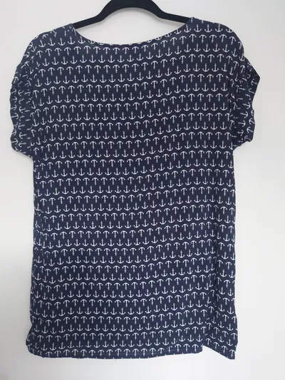 Alba Moda Damen T-Shirt Gr. 38/M Blau Maritim Grafik Viskose Kurzarm