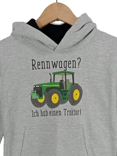 Just Hoods Kinder Kapuzenpullover Hoodie Traktor Motiv Grau Gr. 128