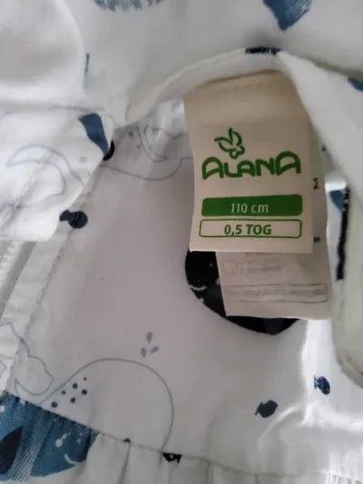 ALANA Baby Schlafsack 110 cm Wal Motiv Weiß Blau 0,5 TOG Sommer