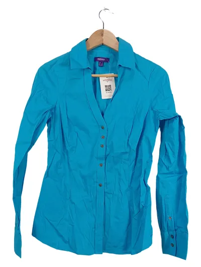 MEXX Damen Bluse Langarm Türkis Business Gr. 38 Baumwollmix