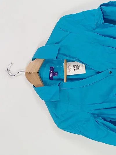 MEXX Damen Bluse Langarm Türkis Business Gr. 38 Baumwollmix