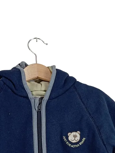 sigikid Fleecejacke Kinder Bär Tiermotiv Kapuze Blau Gr. 86