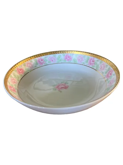Burg Lindau Konfektschale Porzellan Rosen Blumenmuster Metallic 17cm