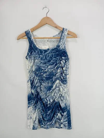 Alba Moda Damen Top Ärmellos Blau Abstrakt Gr. 36/S Viskose Freizeit