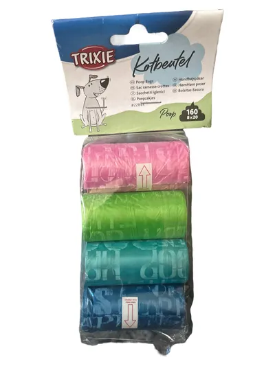 Trixie Kotbeutel Nachfüllpack 160 Stück Mehrfarbig für Kotbeutelspender Hund