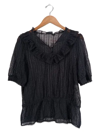 Vive Maria Damen Spitzenbluse Schwarz Gr. L Rüschen Spitze