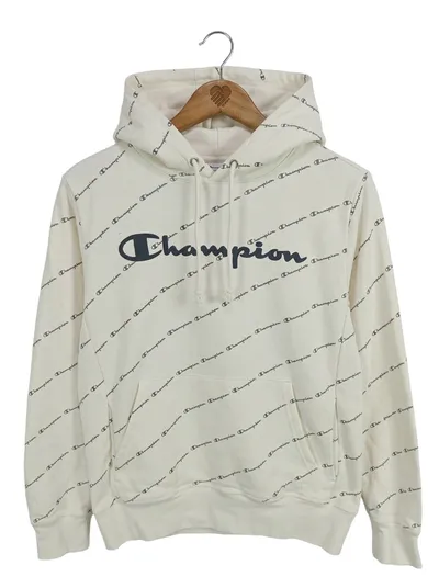 Champion Kapuzenpullover Damen 36/S Beige Logo Hoodie Casual Sportlich