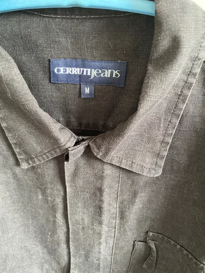 Cerruti Jeans Herren Kurzarm Hemd Schwarz Gr. 48/M Casual Freizeit