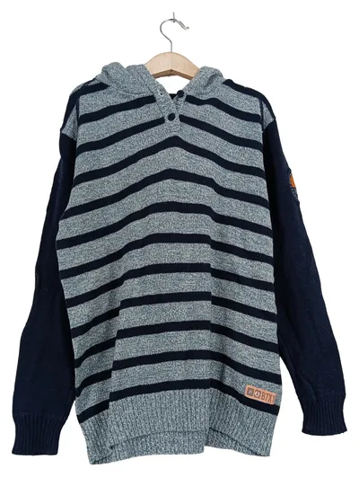 Blue Seven Kinder Kapuzenpullover Gr. 140 Blau Gestreift Hoodie Baumwolle