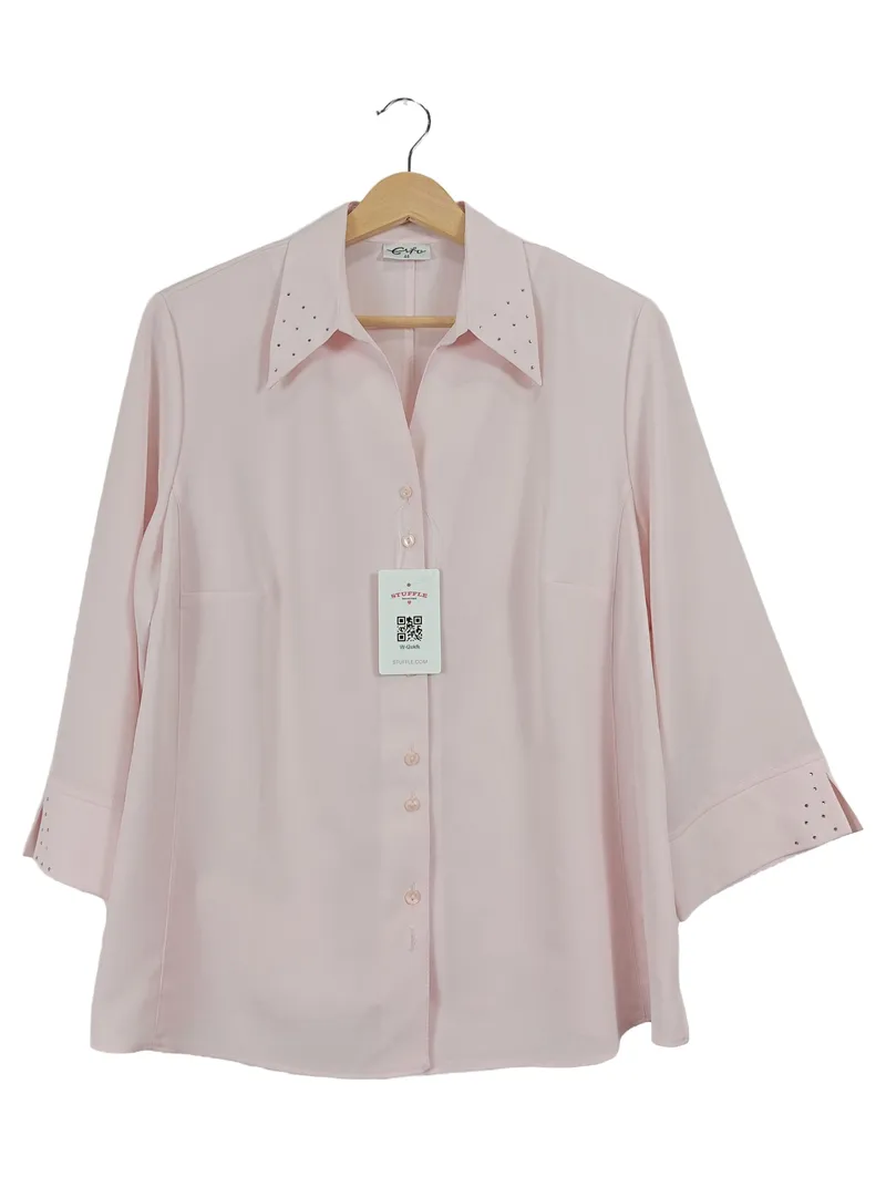 ERFO Damen Bluse Gr. 44/XXL Rosa Elegant mit Strassbesatz 1