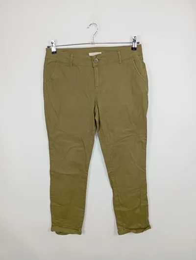 Active USA Damen Stoffhose L Oliv Casual Baumwolle