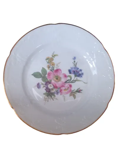 KAISER Unterteller Porzellan Weiß Klassisch Blumenmuster Goldrand 20cm