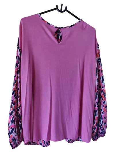 M&S Damen Bluse Langarm Mehrfarbig Abstrakt Gr. 42/XL Polyester