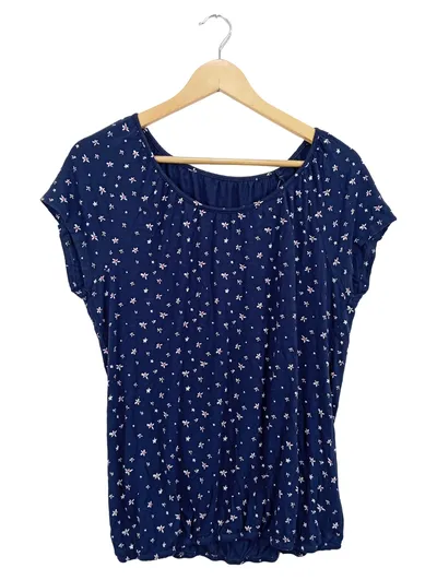 LASCANA Damen T-Shirt Blau Blumenmuster Gr. 40-42 Casual