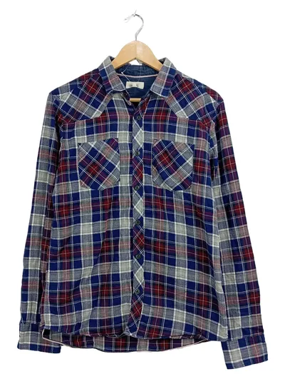 Q/S designed by Herren Flanellhemd Kariert Blau Rot Gr. M