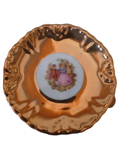 Bavaria Unterteller Gold Porzellan Romantisches Pärchen Motiv Vintage