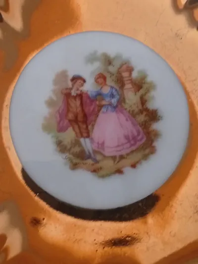 Bavaria Unterteller Gold Porzellan Romantisches Pärchen Motiv Vintage