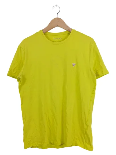 GUESS Herren T-Shirt Gr. 50/L Gelb Casual Logo Print Baumwolle