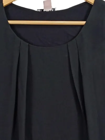 Anna Field Damen Bluse Elegant Schwarz Gr. 36/S Kurzarm Viskose Falten