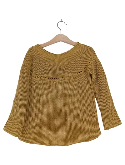 Hans Natur Kinder Pullover Strickmuster Lochmuster Gelb Gr. 104 Baumwolle