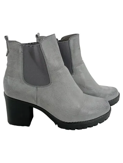 Queentina Damen Stiefeletten Gr. 40 Grau Casual Chelsea Boots