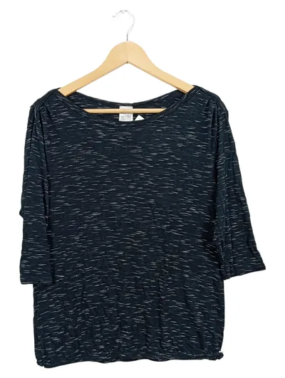 LASCANA Damen T-Shirt Schwarz Gr. 40/42 Meliert Casual 3/4-Arm