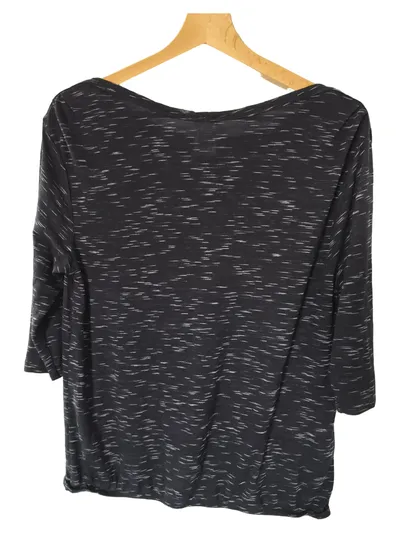 LASCANA Damen T-Shirt Schwarz Gr. 40/42 Meliert Casual 3/4-Arm