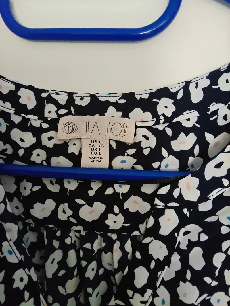 LIA FOL Damen Bluse Gr. 54 Blau Weiß Blumenmuster Ärmellos Top 7
