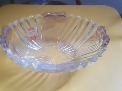 Anna Hütte Bleikristall Schale oval Stiefmütterchen 20cm Handarbeit 24% PbO
