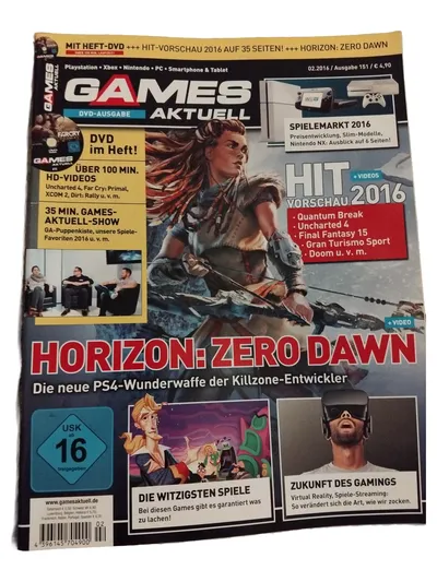 Games Aktuell 02/16 PS4 Magazin mit DVD Horizon Zero Dawn USK 16