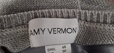 AMY VERMONT Damen Pullover Gr. 48 Grau Metallic Schleife Elegant