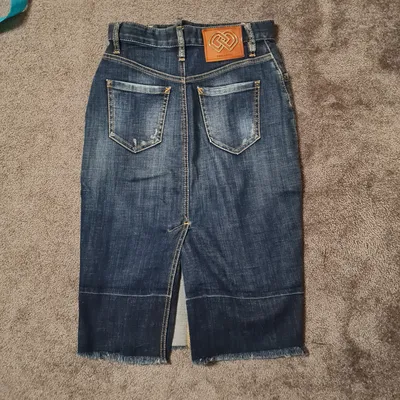 Dsquared2 Damen Jeansrock Gr. 34/XS Blau Distressed Denim Rock
